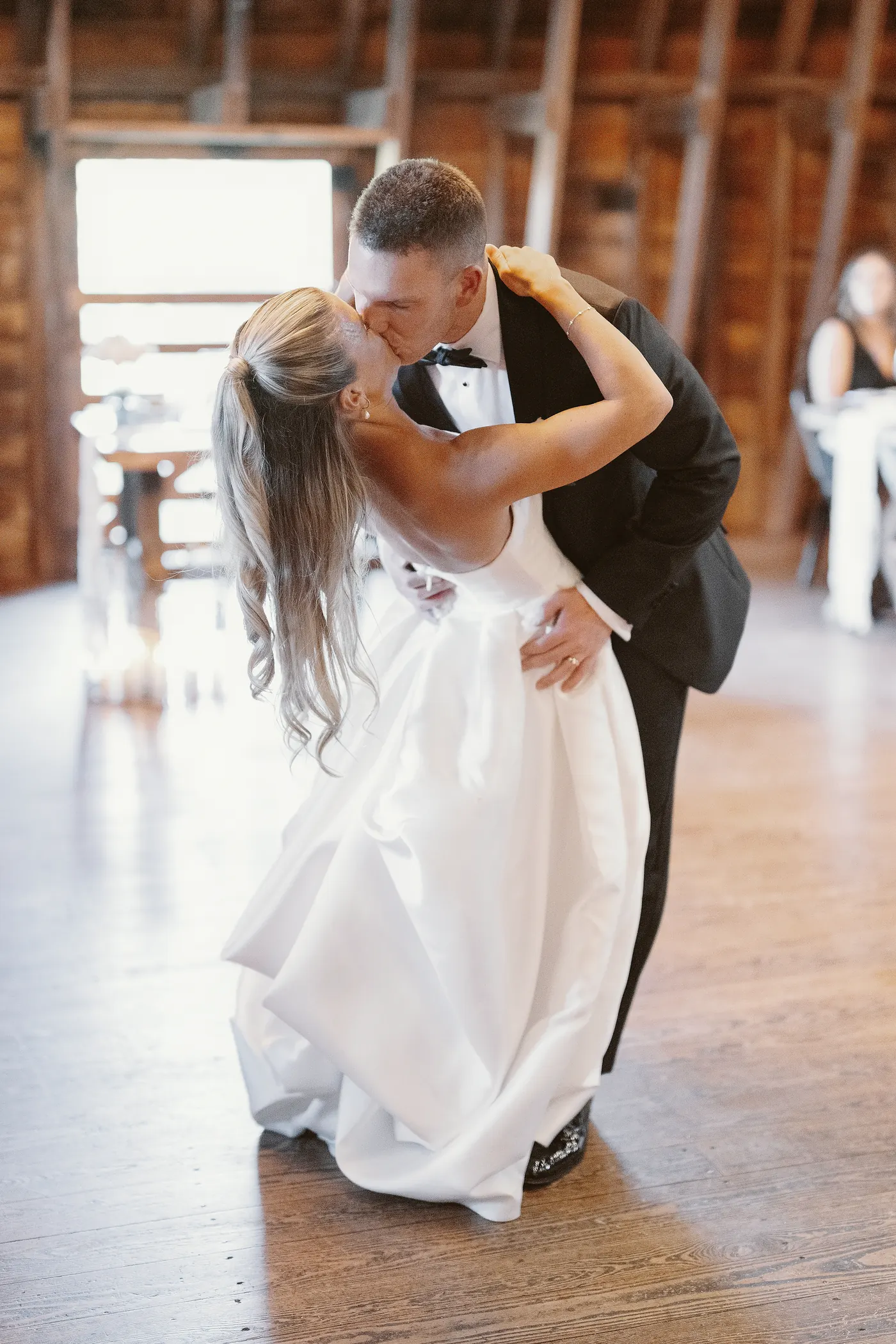 Steve dipping Madison during their first dance
